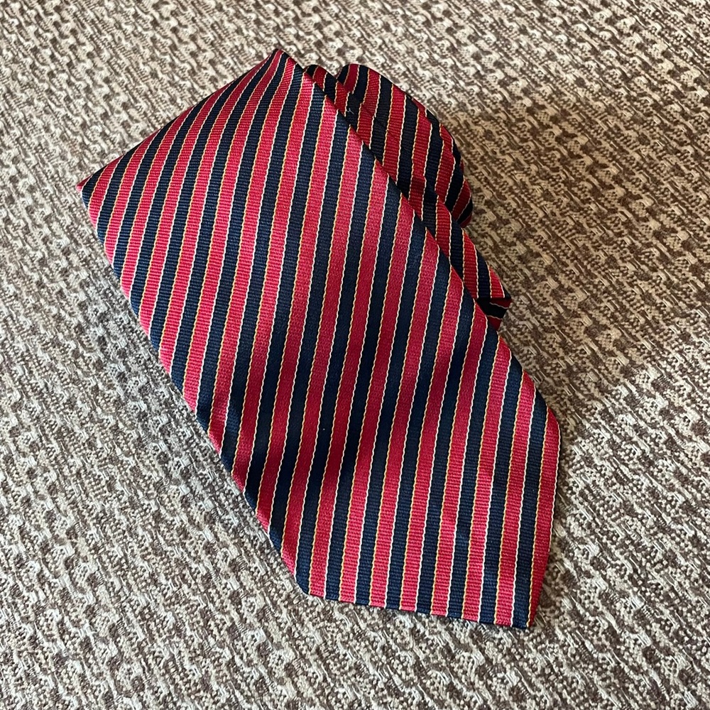 J Crew‎ Striped Repp Academia Silk Tie Red Navy Men's Classic Necktie